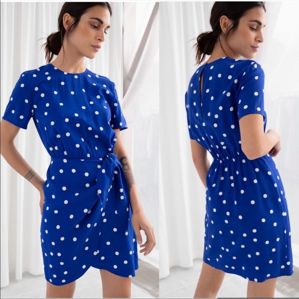 & Other Stories Blue Polka Dot Dress